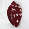 Velvet Charm Knotted Headband - Red