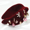 Velvet Charm Knotted Headband - Red