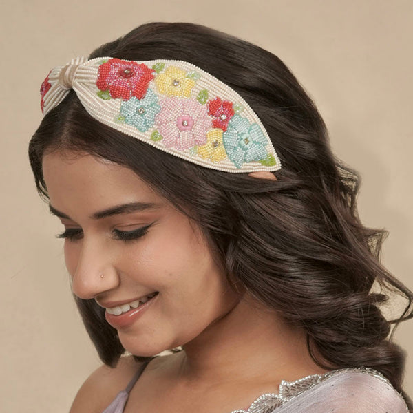 Peony Embellished Knotted Hair Band - Multi