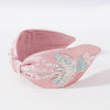 Kaia Embellished Knotted Hair Band - Pink