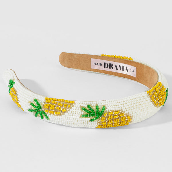 Pineapple Embroidered Hairband - Yellow
