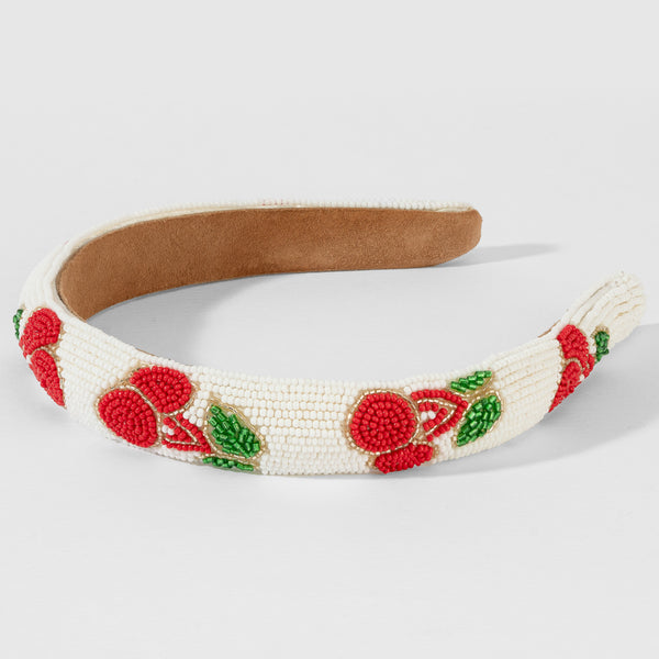 Cherry Embroidered Hairband - Red