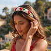 Cherry Embroidered Hairband - Red