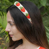 Strawberry Embroidered Hairband - Red