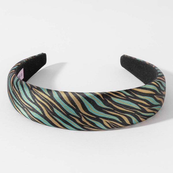 Zebra Puff Hair Band - Green