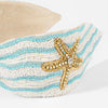 starfish headband with hand-beaded gold starfish and lustrous beadwork - resort styling