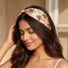 Embroidered palm tree headband with peach fabric - women's hair accessory
