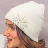 White Beanie with Pearls & Crystals