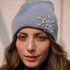Grey Beanie with Pearls & Crystals