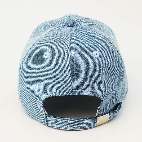 "I Am Drama" Embroidered Denim Baseball Cap - Light Blue