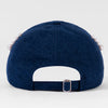 Blue cap with pearl embellishments on a white background
