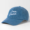 "I Am Drama" Embroidered Denim Baseball Cap - Dark Blue