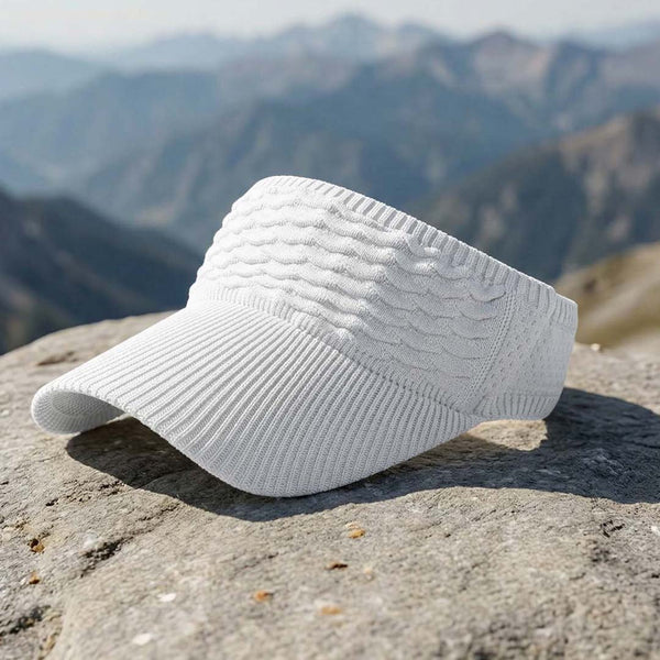 Ribbed textured visor - soft knit sun cap for on-holiday glam styling