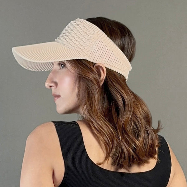 Ribbed textured sun cap that pairs with swimwear and athletic co-ords - elevated summer visor