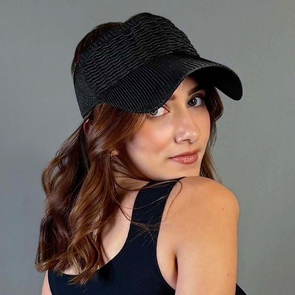 Soft ribbed textured visor with wide brim and easygoing charm