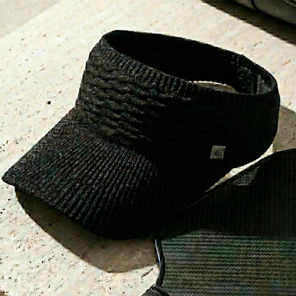 Ribbed textured visor - soft knit sun cap for elevated summer styling