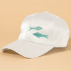 Fish Motif Baseball Cap – White
