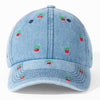 Cherry Embroidered Denim Baseball Cap