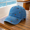 Cherry Embroidered Denim Baseball Cap