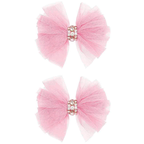 Sparkling Pink Hair Bow Alligator Clip - Set of 2