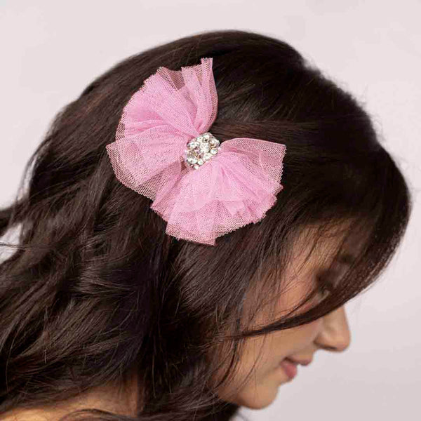Sparkling Pink Hair Bow Alligator Clip - Set of 2