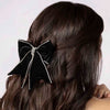Dazzling Noir Velvet Hair Bow Barrette Clip - Black