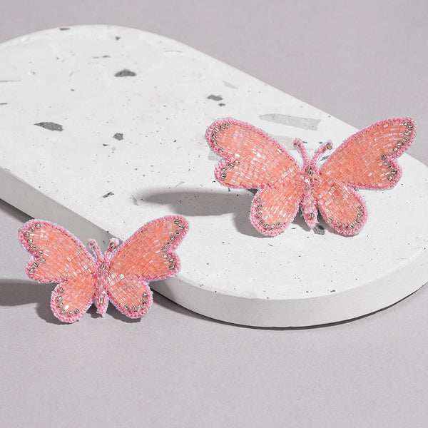 Butterfly Gift Box with 1 Embroidered Hair Band and 2 Hair Pins - Peach