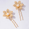 Set of 2 Blossom Pearl U Pins - Gold