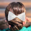 Pearl Mesh Hair Bow Alligator Clip - White