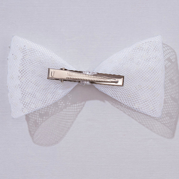 HDC x Emily in Paris Pearl Mesh Hair Bow Alligator Clip - White
