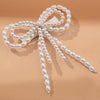 Embellished Pearl Hair Bow Alligator Clip - Off-White