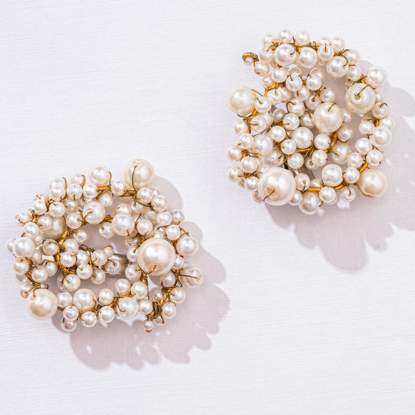 Off-White Embellished Pearl Hair Pins - Set of 2