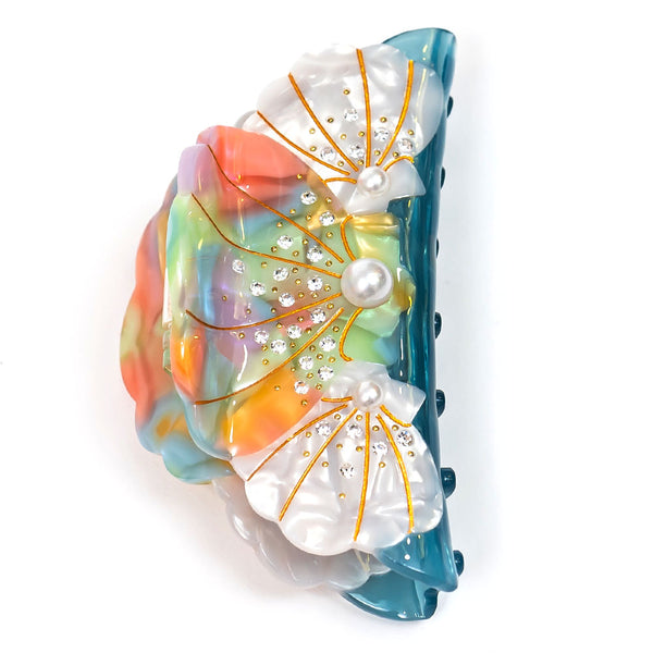 Shell Hair Claw Clip with Pearls & Crystals - Multi