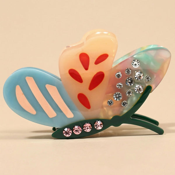 Butterfly Hair Claw Clip with Crystals - Multi