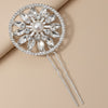 Floral Crystal Juda Pin - Silver