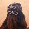 Silver Crystal Hair Bow Alligator Clip - Set of 2