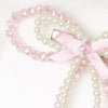 Embellished Crystal & Pearl Hair Bow - Pink & White
