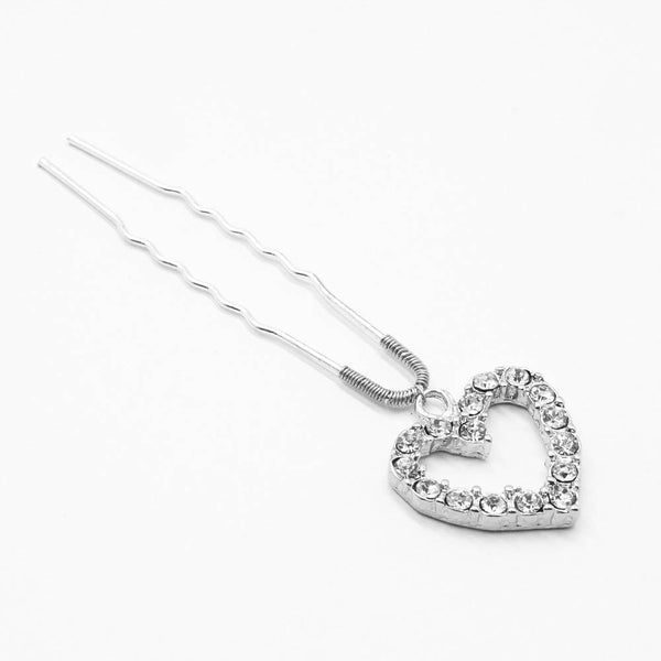 Crystal Heart U Pin - Silver