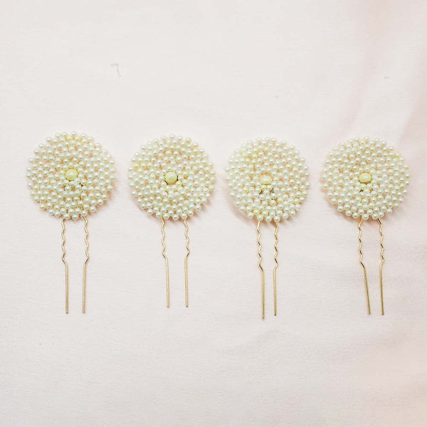 Set of 4 Pearl U Pins - Gold