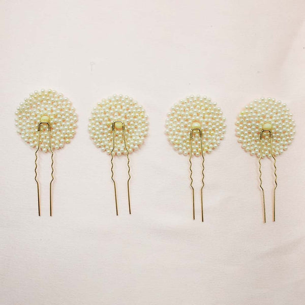 Set of 4 Pearl U Pins - Gold