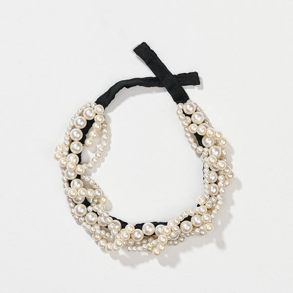 Rose Crystal & Pearl Hair Bun Accessory with Pearl Hangings