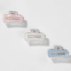 Holographic Hair Claw Clips - Set of 3 - Peach, Blue & White