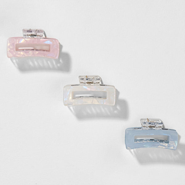 Holographic Hair Claw Clips - Set of 3 - Peach, Blue & White