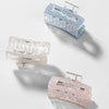 Holographic Hair Claw Clips - Set of 3 - Peach, Blue & White