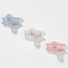 Holographic Bow Hair Claw Clips - Set of 3 - Pink, Blue & White
