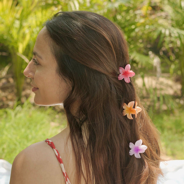 Flower Hair Claw Clips with Free Pouch - Set of 6 - Multi