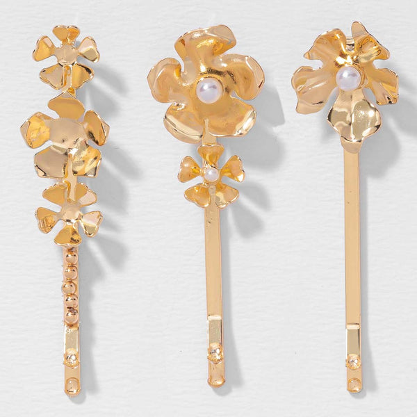Iris Hair Pins - Set of 3 - Gold