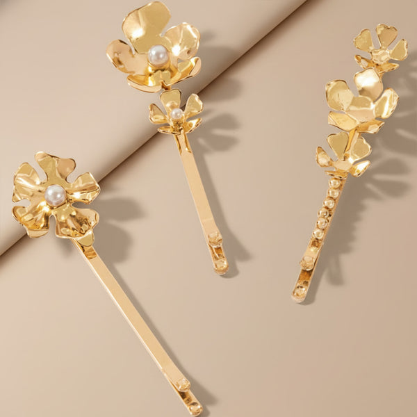 Iris Hair Pins - Set of 3 - Gold