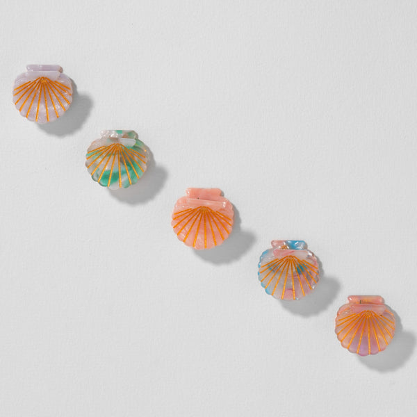 Shell Mini Claw Clips - Set of 5 - Multi