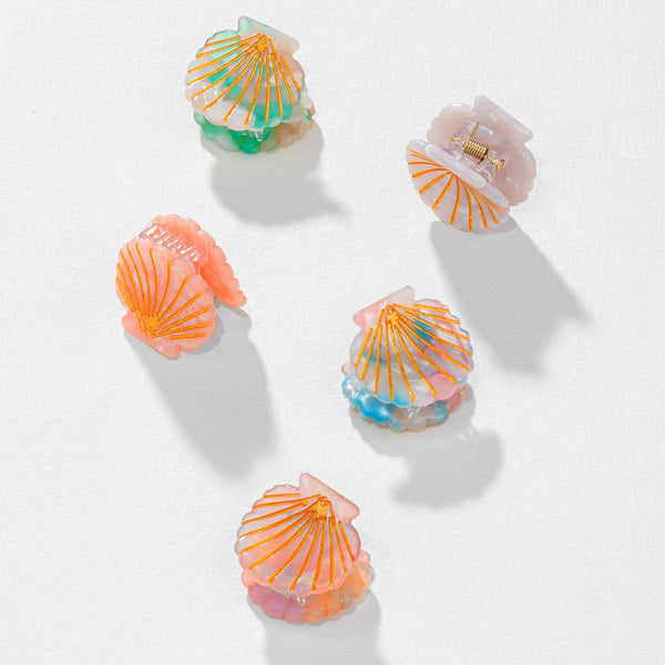 Shell Mini Claw Clips - Set of 5 - Multi